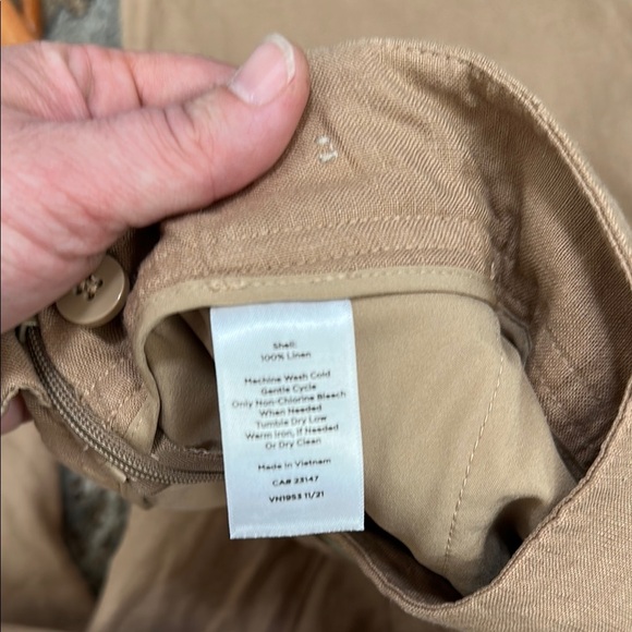 Talbots Linen Tan Wide-Leg Pants 2 - Picture 7 of 7